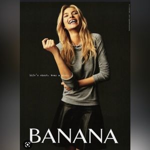 Banana Republic Black Leather Skater Skirt! 8P